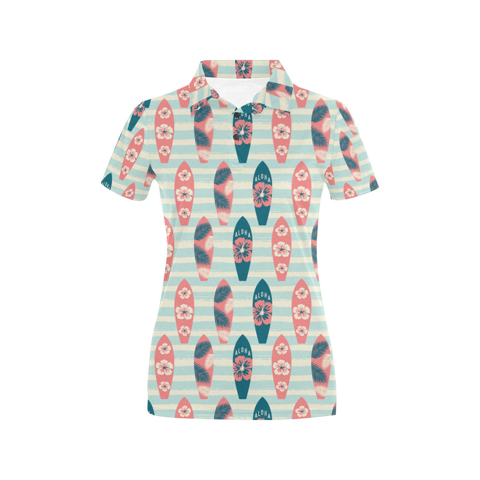 Surfboard Pattern Print Design 02 Women's All Over Print Polo Shirt