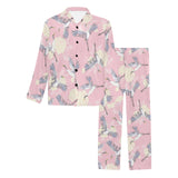 Japanese crane rose pattern Men's Long Pajama Set