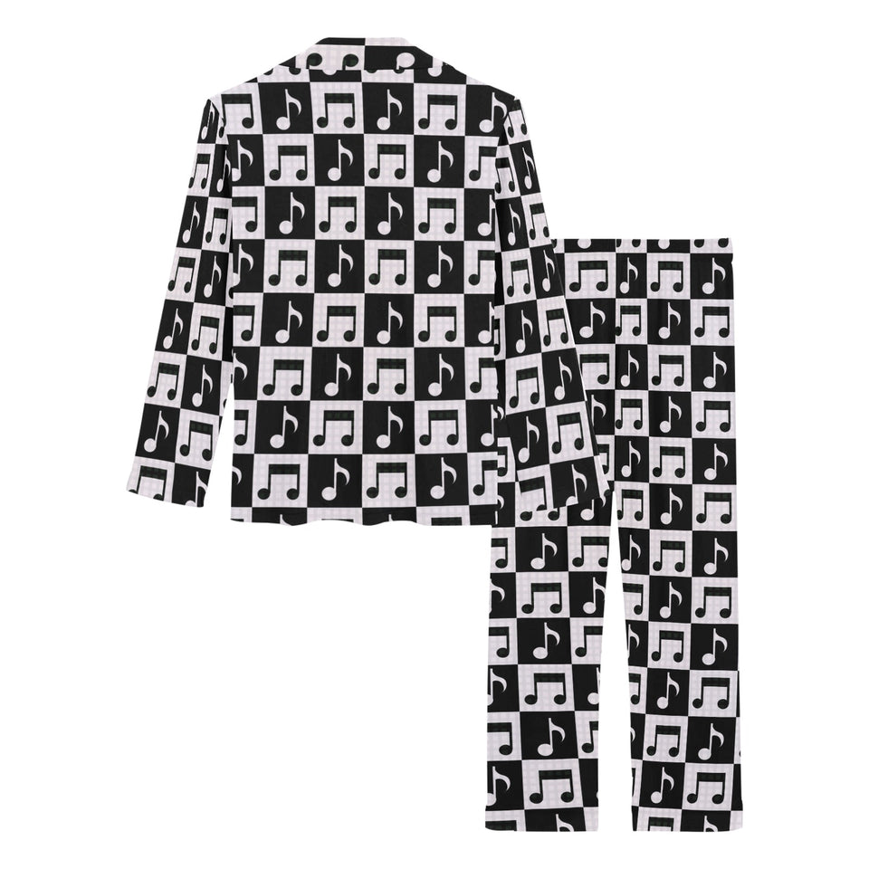 Music Notes Pattern Print Design 01 Women's Long Pajama Set