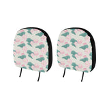 Pink lotus waterlily leaves pattern Car Headrest Cover