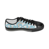 Cute rainbow clound star pattern blue background Kids' Boys' Girls' Low Top Canvas Shoes Black
