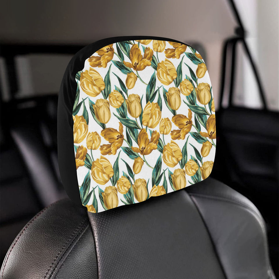 yellow tulips pattern Car Headrest Cover