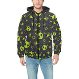 Alien Pattern Print Design 02 Men's Padded Hooded Jacket