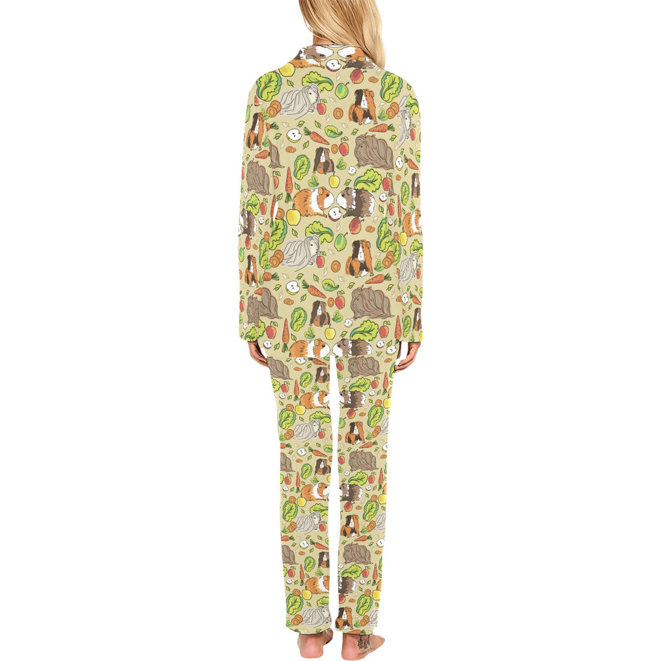 Guinea Pig Pattern Print Design 04 Women's Long Pajama Set