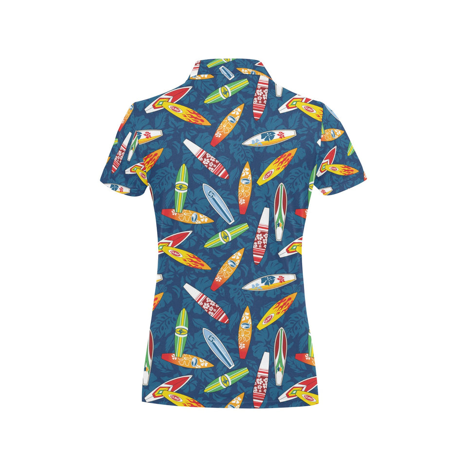 Surfboard Pattern Print Design 01 Women's All Over Print Polo Shirt