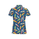 Surfboard Pattern Print Design 01 Women's All Over Print Polo Shirt