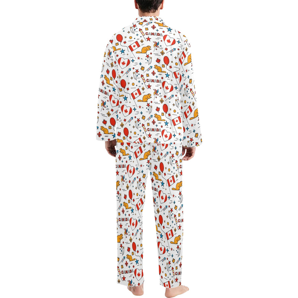 Canada Pattern Print Design 03 Men's Long Pajama Set