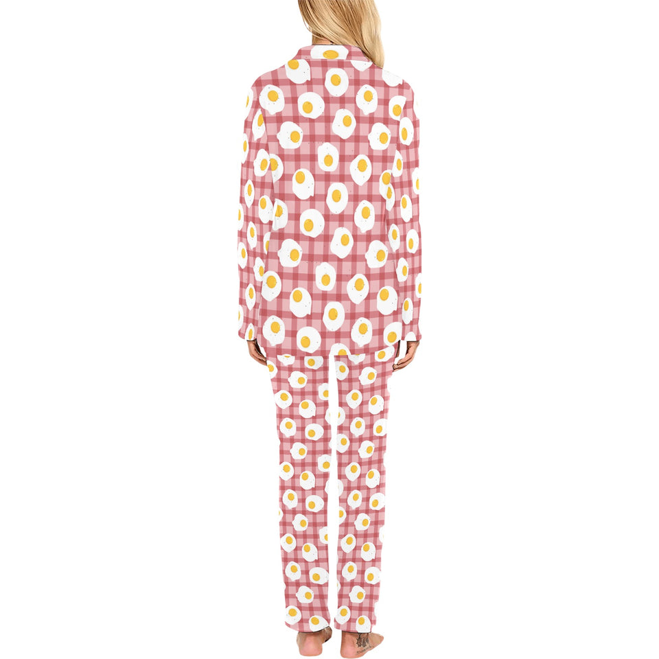 Fried Eggs Pattern Print Design 03 Women's Long Pajama Set