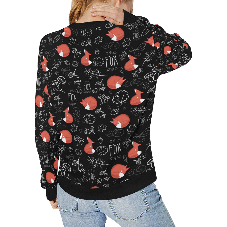 fox sleeping fox pattern Women's Crew Neck Sweatshirt