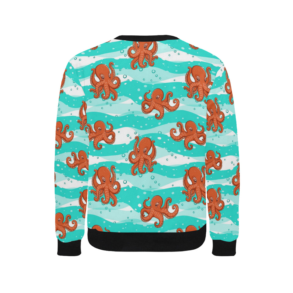 Octopuses sea wave background Men's Crew Neck Sweatshirt