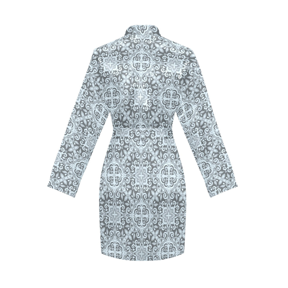Traditional indian element pattern Women's Long Sleeve Belted Night Robe