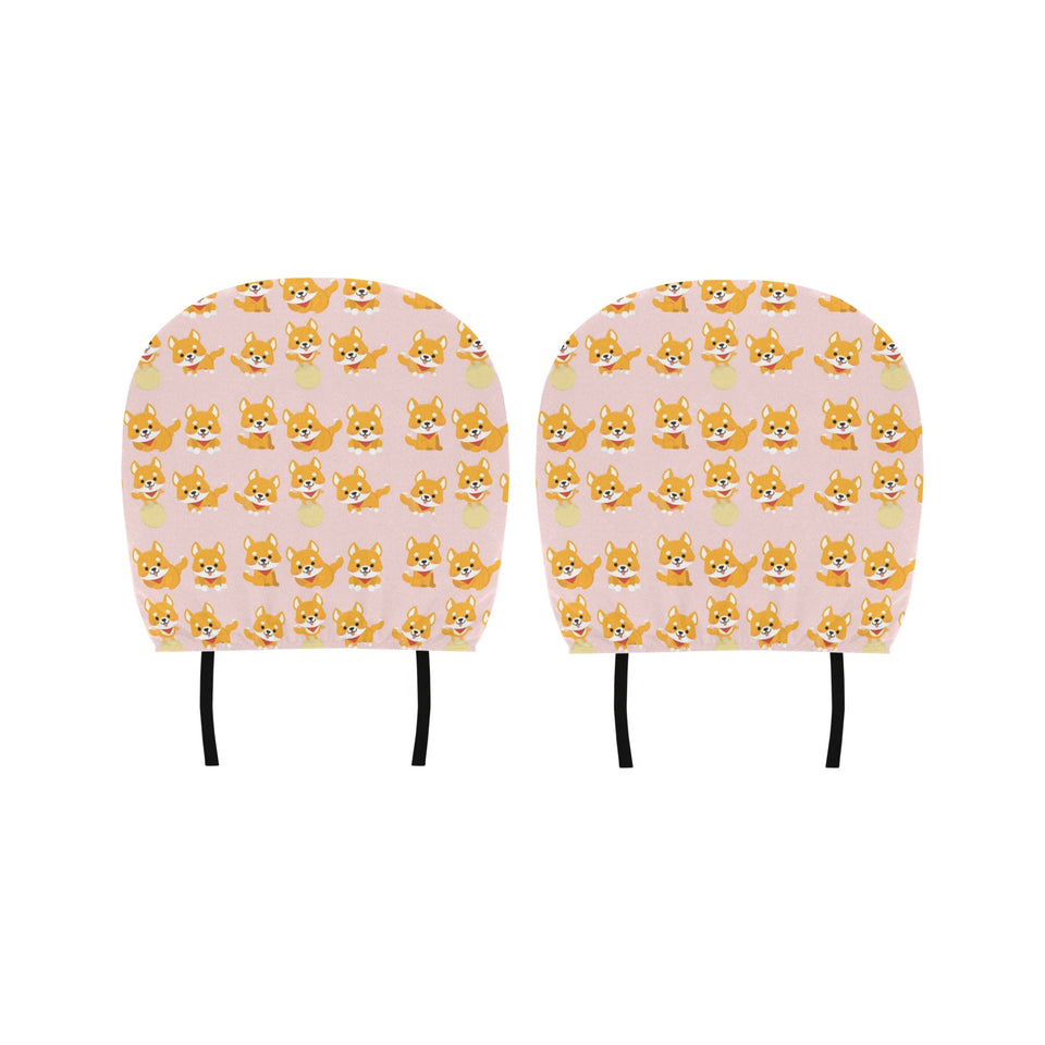 Cute shiba inu dog pattern Car Headrest Cover
