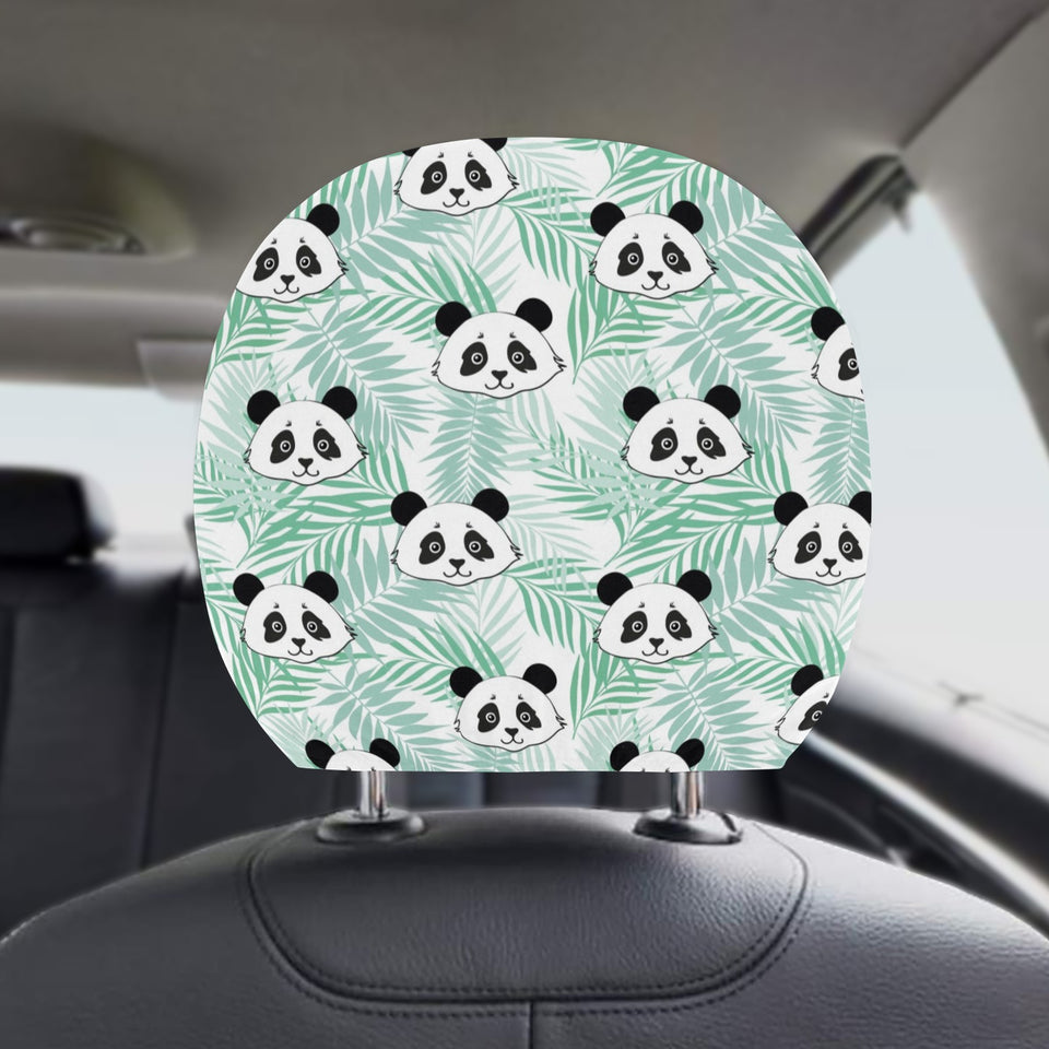 Panda pattern tropical leaves background Car Headrest Cover