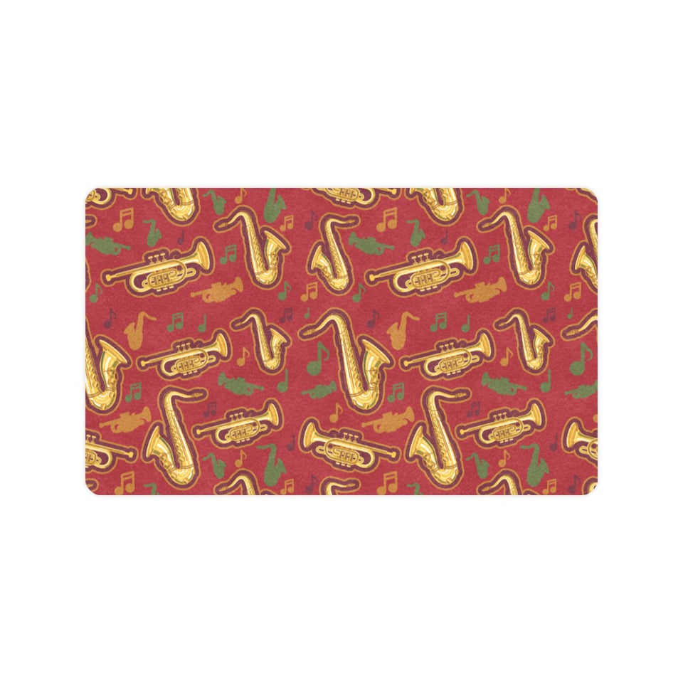 Saxophone cornet pattern red background Doormat