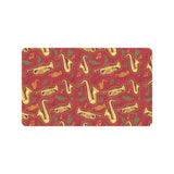 Saxophone cornet pattern red background Doormat