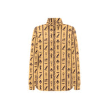 Egypt Hieroglyphics Pattern Print Design 02 Women's Long Sleeve Polo Shirt