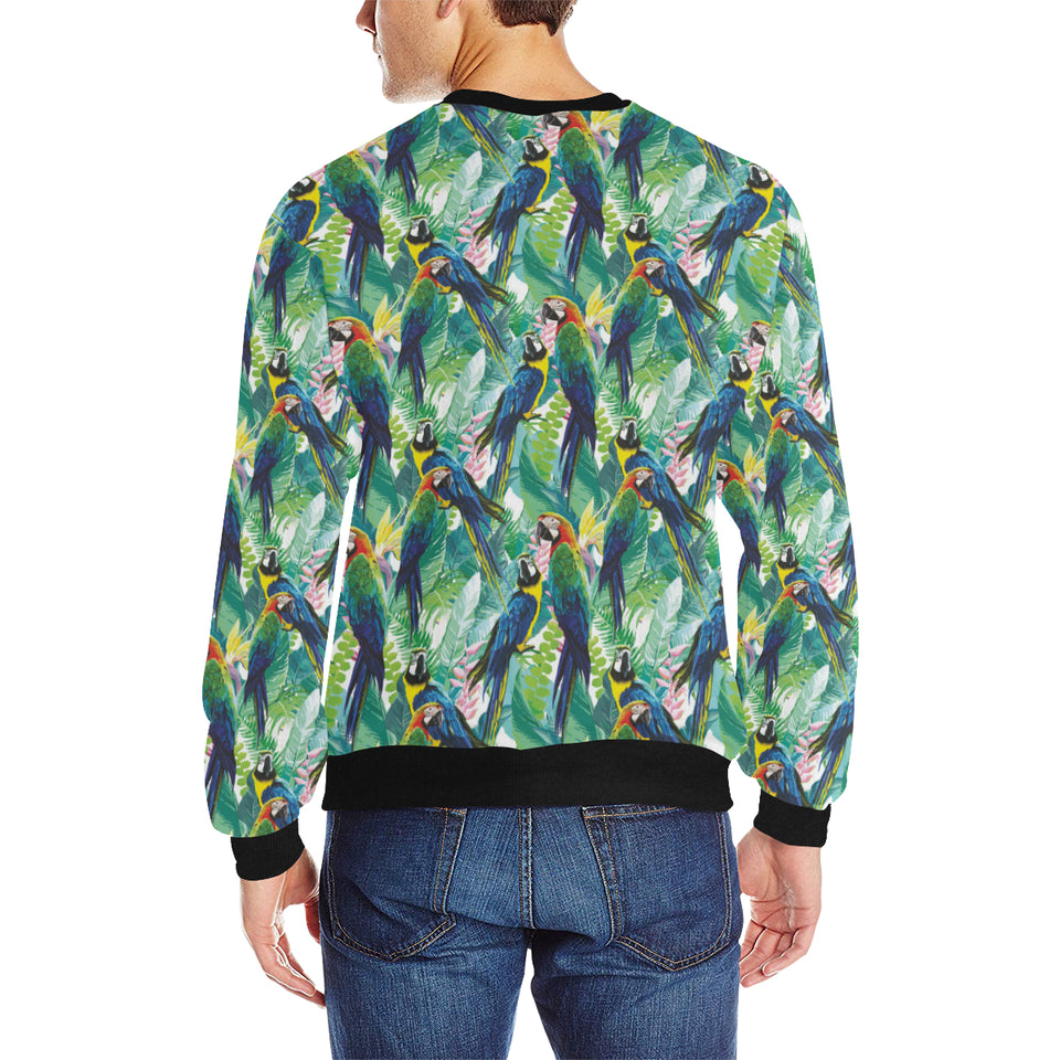 Colorful parrot exotic flower leaves Men's Crew Neck Sweatshirt