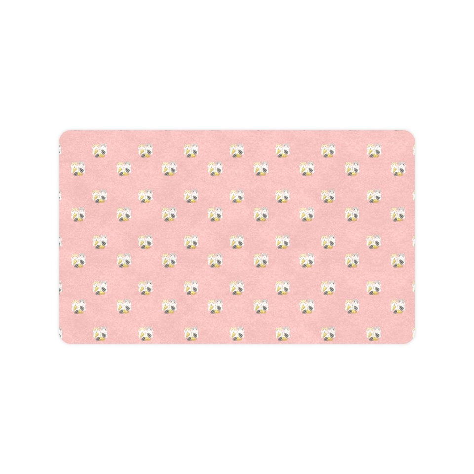 Cute hamster cheese pattern pink background Doormat