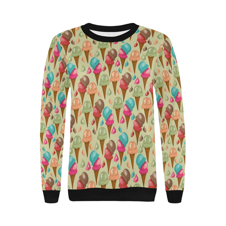 Colorful ice cream pattern Women's Crew Neck Sweatshirt