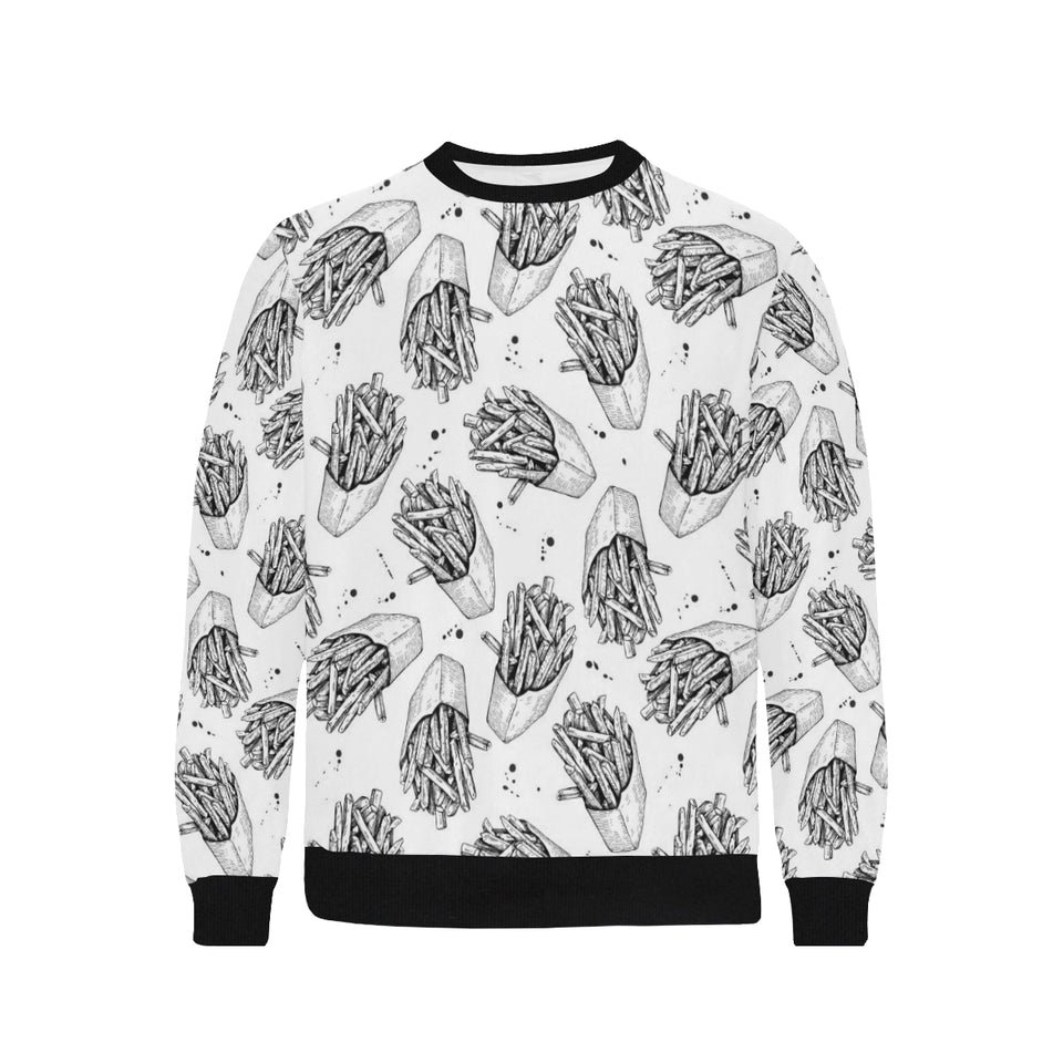 Hand drawn french fries pattern Men's Crew Neck Sweatshirt
