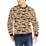 Dachshund floral background Men's Crew Neck Sweatshirt