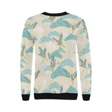 Bonsai bamboo stork japanese pattern cream theme Women's Crew Neck Sweatshirt