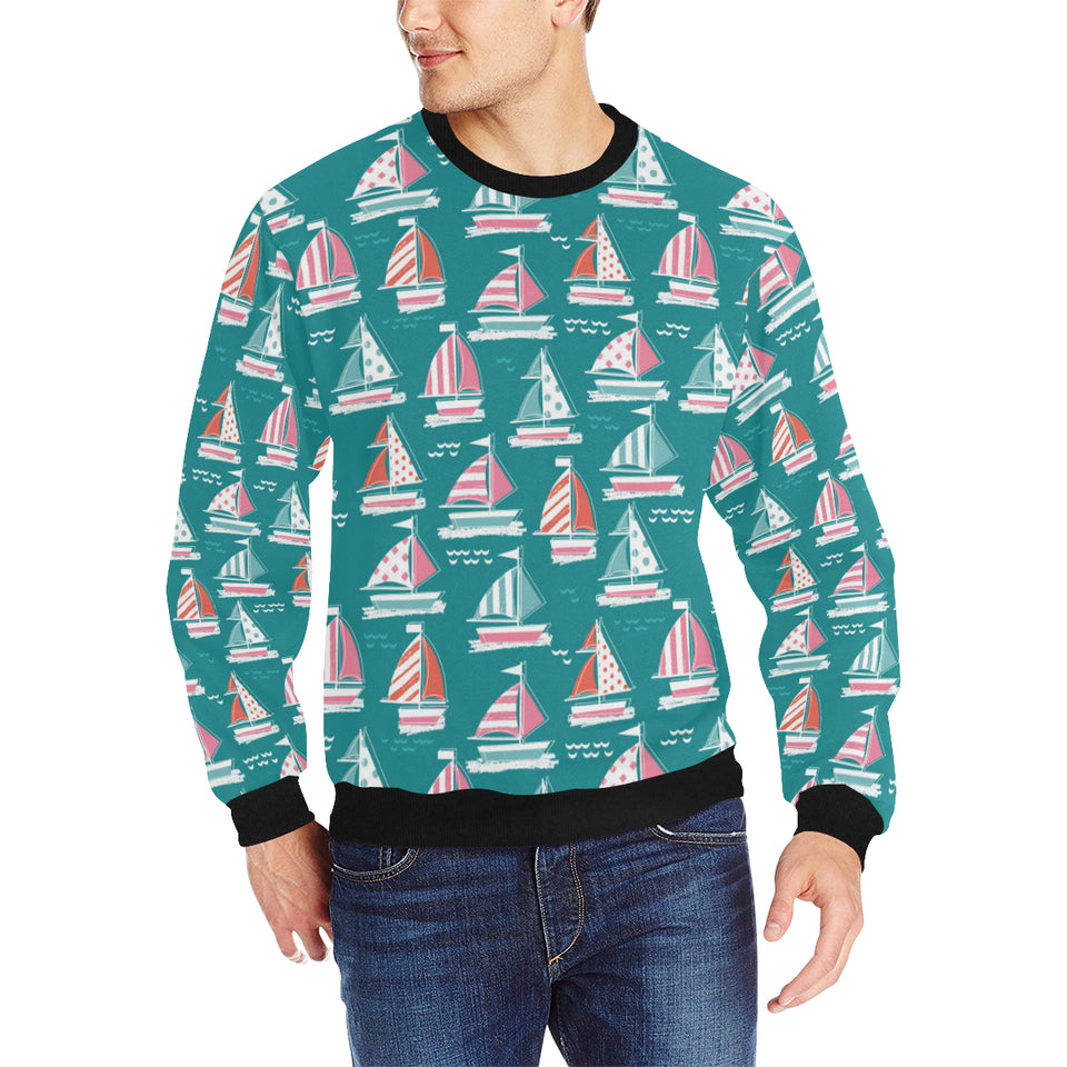 Cute sailboat pattern Men's Crew Neck Sweatshirt