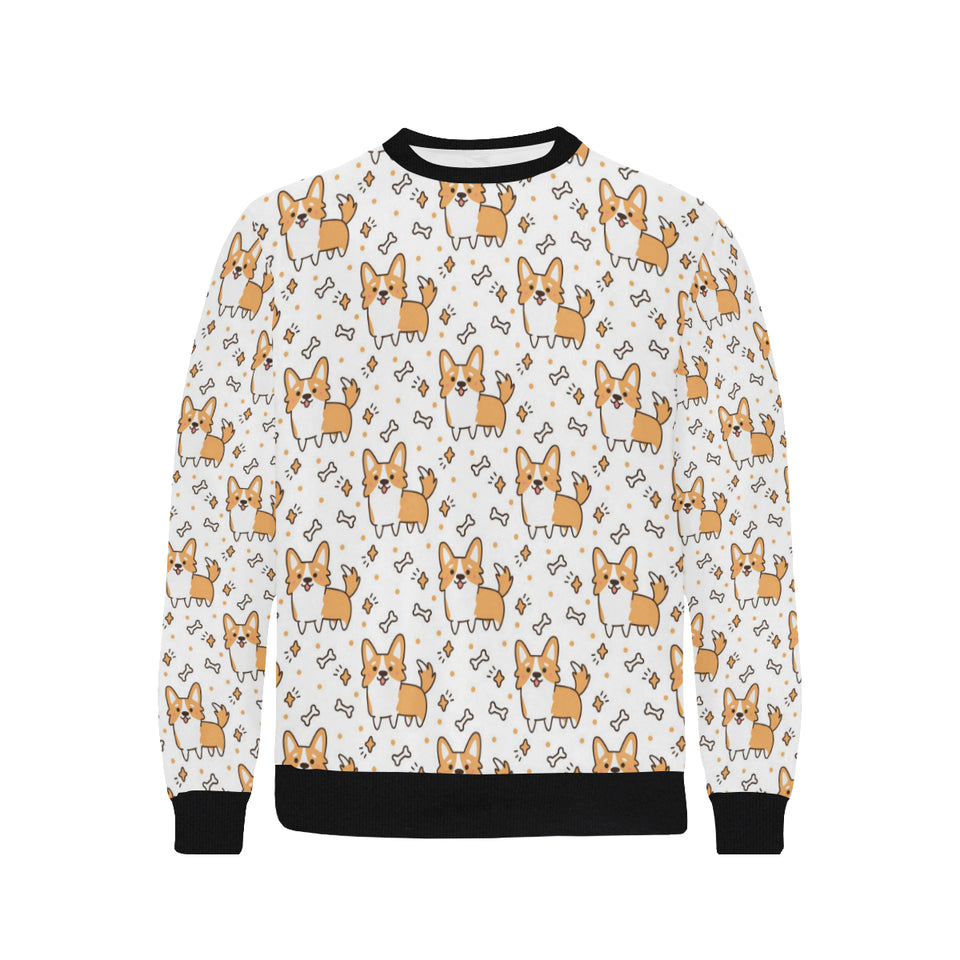Cute corgi heart star bone pattern Men's Crew Neck Sweatshirt