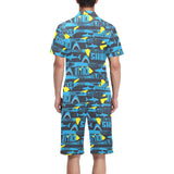 Shark dangerous Men's V-Neck Short Pajama Set