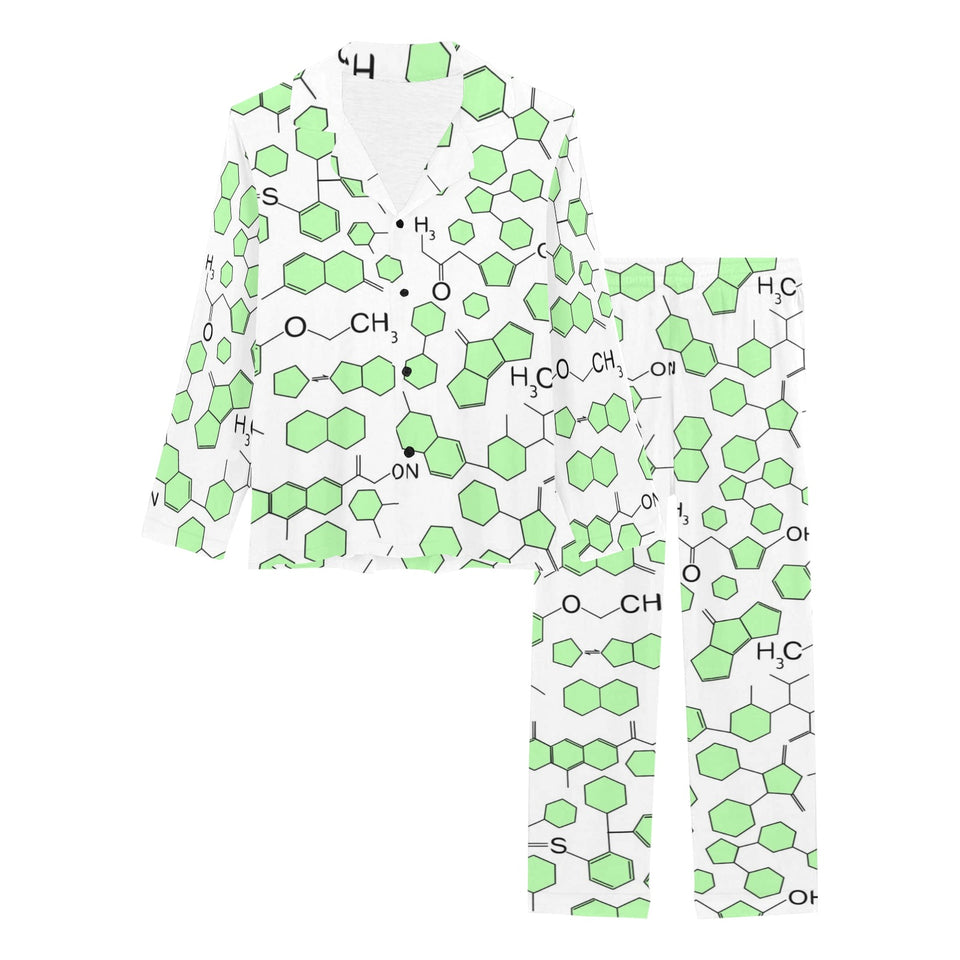 Chemistry Periodic Table Pattern Print Design 03 Women's Long Pajama Set