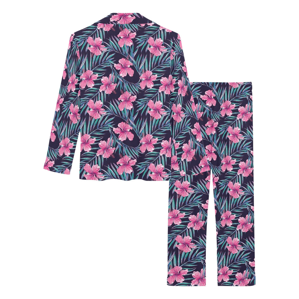 Hibiscus Pattern Print Design 05 Women's Long Pajama Set