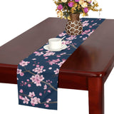 Pink sakura cherry blossom blue background Table Runner