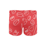 sushi pattern red background Men's Swimming Trunks