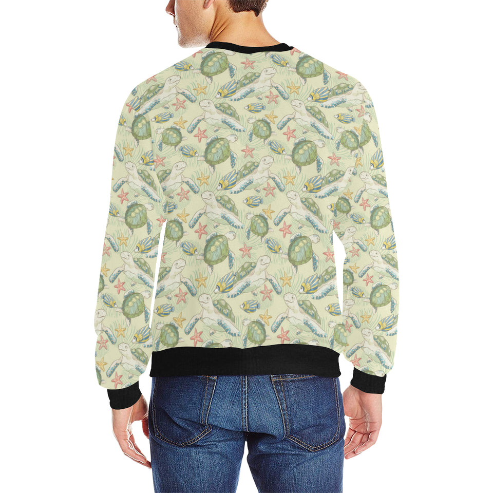 Hand drawn sea turtle fish pattern Men's Crew Neck Sweatshirt