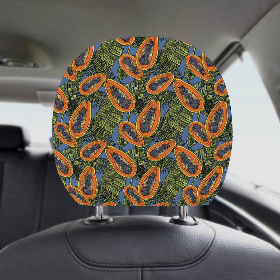 Colorful papaya tropical leaves Car Headrest Cover