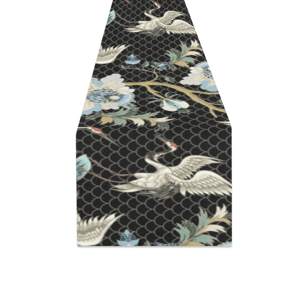 Japanese crane ornament elements Table Runner