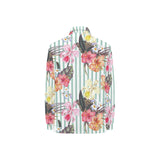 Colorful orchid flower pattern Women's Long Sleeve Polo Shirt