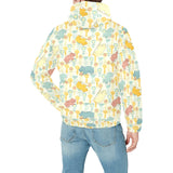 Hippopotamus Pattern Print Design 04 Men's Padded Hooded Jacket