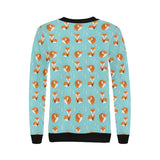 Fox pattern blue b ackground Women's Crew Neck Sweatshirt