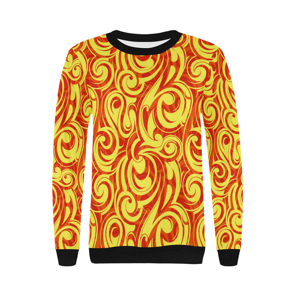 Fire flame design pattern Women's Crew Neck Sweatshirt