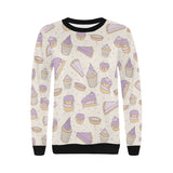 Cakes pies tarts muffins and eclairs purple bluebe Women's Crew Neck Sweatshirt