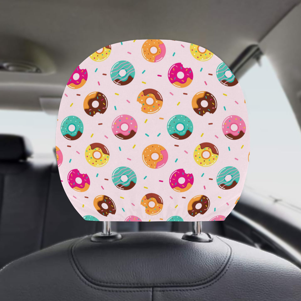 Donut pattern glaze pink background Car Headrest Cover
