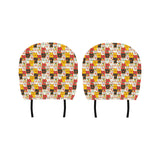 Colorful Maneki neko cat pattern Car Headrest Cover