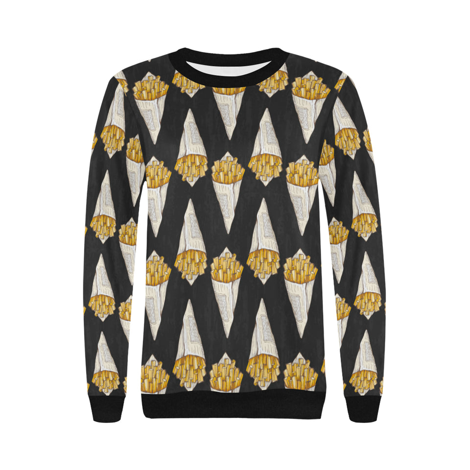 French fries dark background Women's Crew Neck Sweatshirt