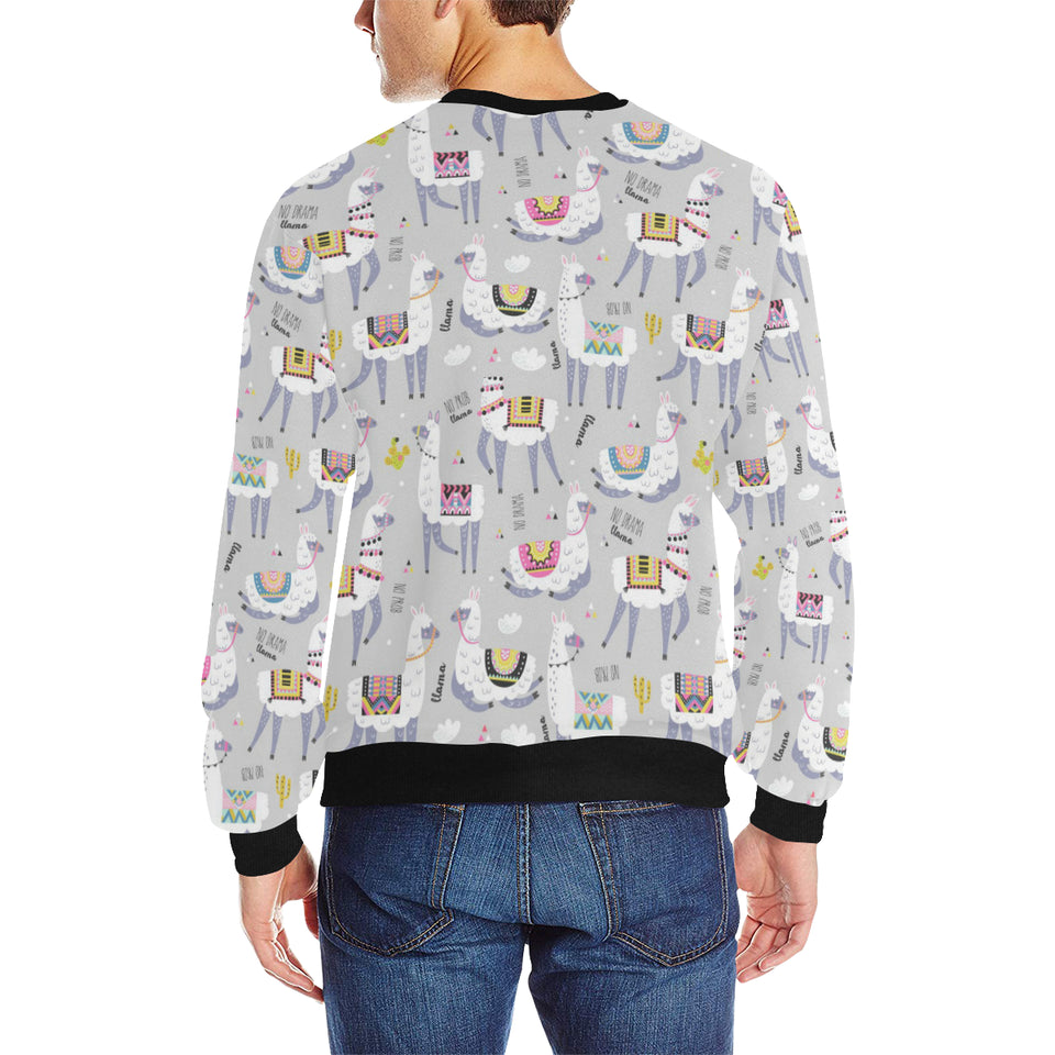 Cute Llama Alpaca pattern Men's Crew Neck Sweatshirt
