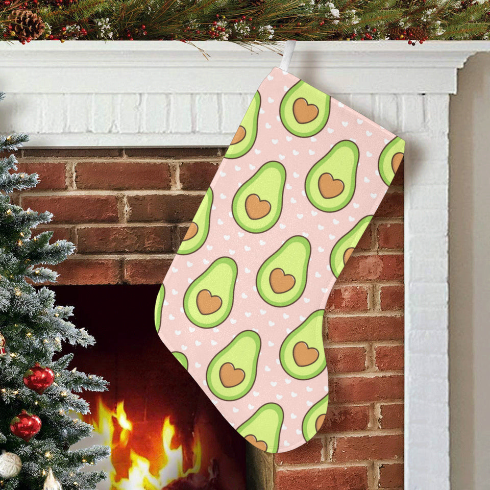 Avocado heart pink background Christmas Stocking