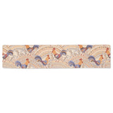 Cute rooster chicken cock floral ornament backgrou Table Runner