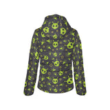 Alien Pattern Print Design 02 Women's Padded Hooded Jacket