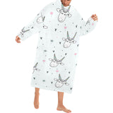 Cute goat design pattern Blanket Robe with Sleeves