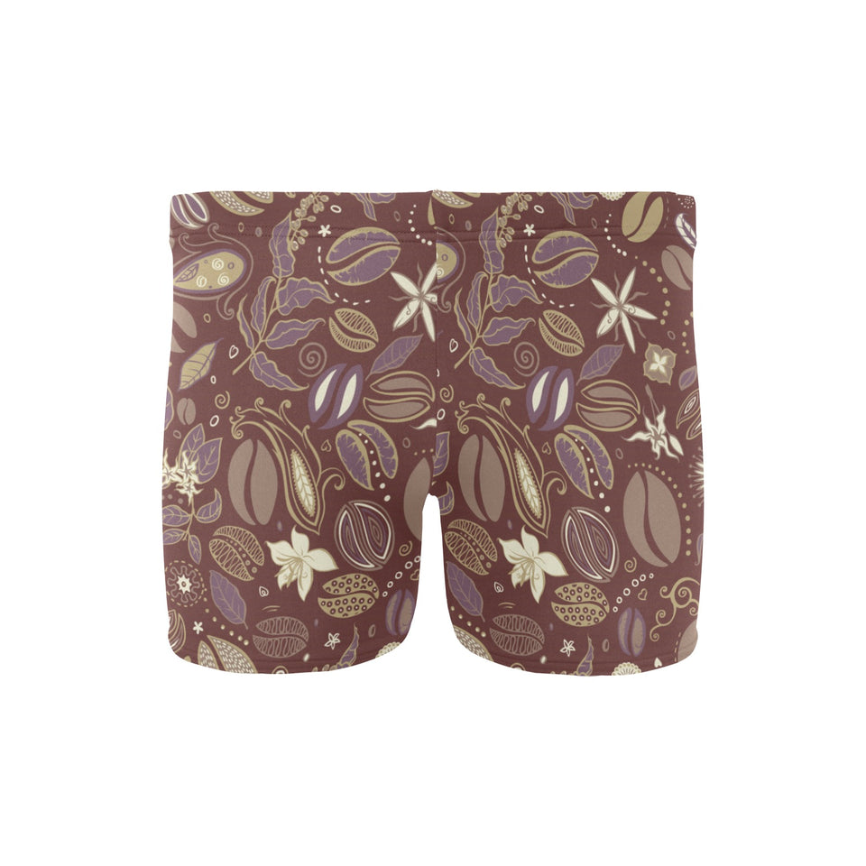 Coffee bean flower pattern Men's Swimming Trunks